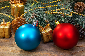 Christmas composition of decorations