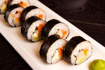 Japanese seafood sushi , roll