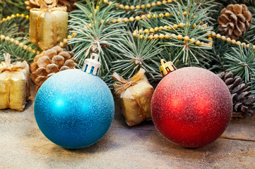 Christmas composition of decorations