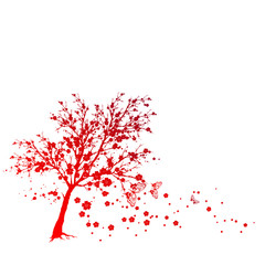 red flowers tree,on a white