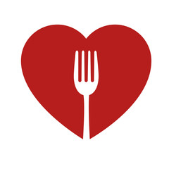 heart and fork sign healthy food icon vector illustration eps 10