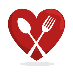 symbol healthy food heart spoon fork vector illustration eps 10