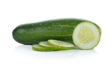 sliced cucumber isolated on white background.