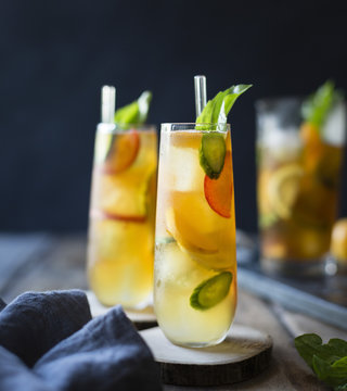 A basil plum fruit cocktail.