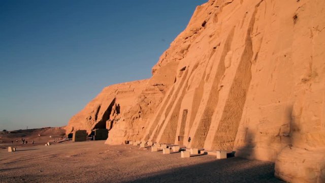 Nefertari's Temple in Abu Simbel, Egypt, Temple of Ramesses II in background.