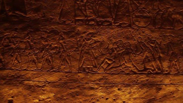 Pan of hieroglyphics, Temple of Ramesses II in Abu Aimbel, Egypt.