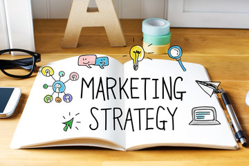 Marketing Strategy concept with notebook