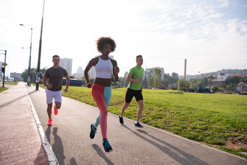 Fototapeta premium multiethnic group of people on the jogging