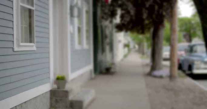 Soft focus of town sidewalk