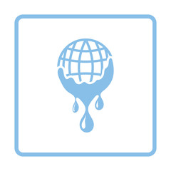 Planet flowing down water icon