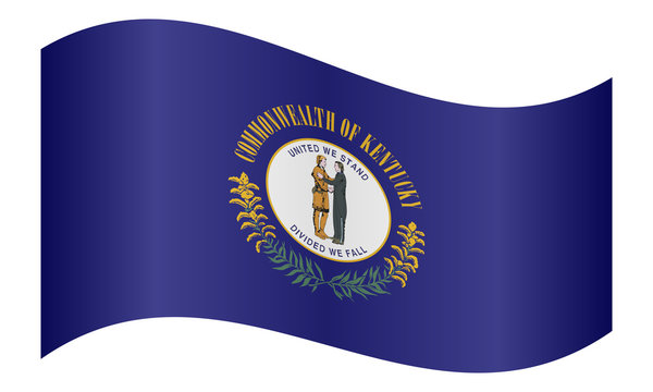 Flag of Kentucky waving on white background