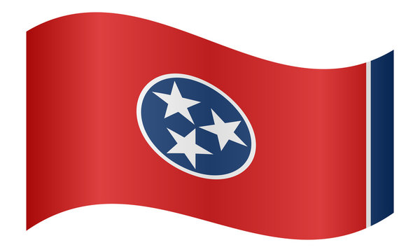 Flag of Tennessee waving on white background