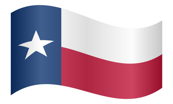 Flag of Texas waving on white background