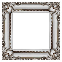 one square grey and silver wooden frame isolated on white