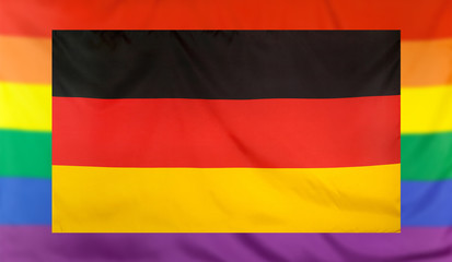 Flag of Germany and rainbow flag