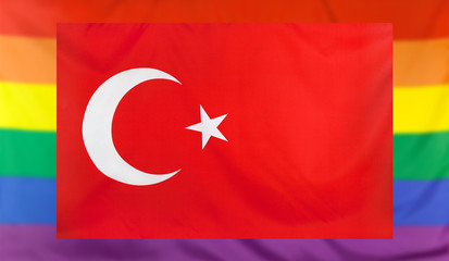 Flag of Turkey and rainbow flag