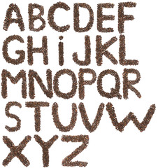 full English alphabet made of cedar  nuts