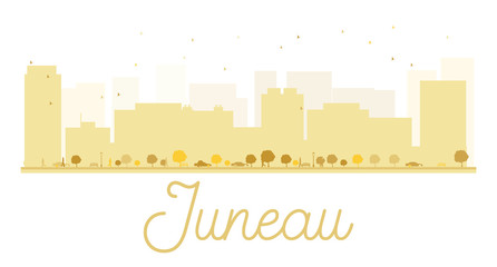 Juneau City skyline golden silhouette.