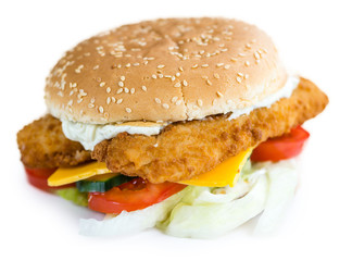Fish Burger isolated on white