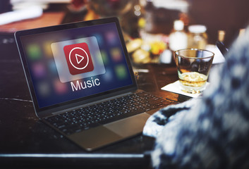 Music Player Button Application Icon Graphic Concept