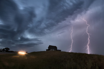 Naklejka na ściany i meble Storm Clouds Saskatchewan Lightning