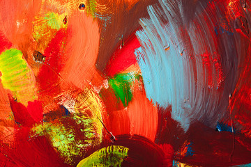 Colored paint strokes. Abstract art background. Detail of a work of art. Contemporary Art. Colorful...