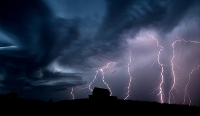Naklejka na ściany i meble Storm Clouds Saskatchewan Lightning