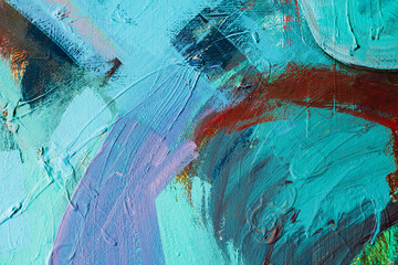 Colored paint strokes. Abstract art background. Detail of a work of art. Contemporary Art. Colorful...