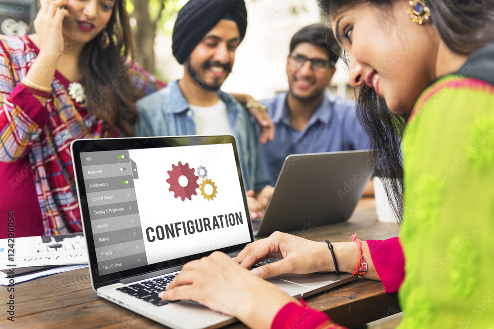 Aufkleber configuration settings setup tools concept