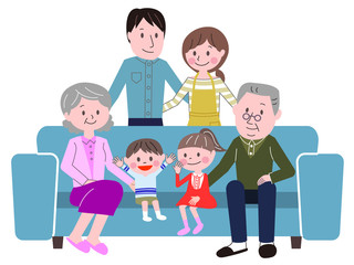 家族　ソファー　3世代