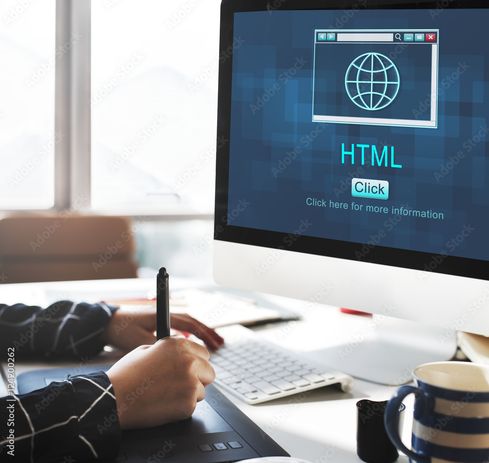 Aufkleber internet html homepage browser big data concept