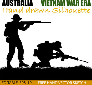 Australian Soldier In The Vietnam War Silhouettes