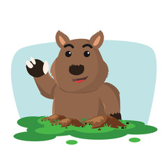 Obraz na płótnie Canvas wombat outfrom ground