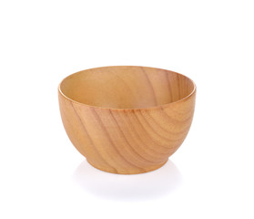 wood bowl on white background