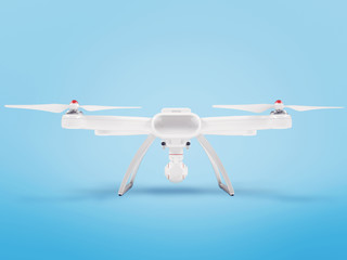 Naklejka na ściany i meble Modern white drone on blue background. 3D .