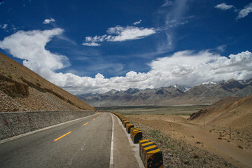 Paved mountain road from Ali to Lhasa