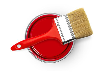 Paintbrush and paint can