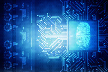 2d illustration Fingerprint Scanning Technology Concept Illustration. Fingerprint Searching Software. Identity Check