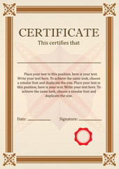 Certificate or Diploma of completion design template with borders. Vector illustration of Certificate of Achievement, coupon, award, winner certificate.