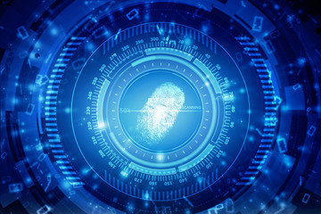 2d illustration Fingerprint Scanning Technology Concept Illustration. Fingerprint Searching Software. Identity Check