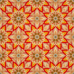 Ornate floral seamless texture, endless pattern with vintage mandala elements.