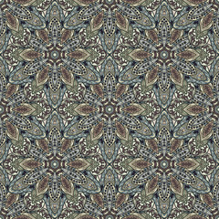 Ornate floral seamless texture, endless pattern with vintage mandala elements.