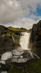 Ofaerufoss waterfall in Eldgja canyon, South Iceland