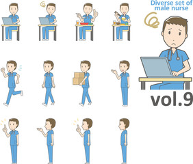 Fototapeta premium Diverse set of male nurse , EPS10 vector format vol.9