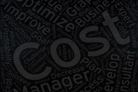 cost ,Word cloud art on blackboard