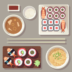 Japanese food vector illustration set