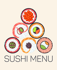 Japanese restaurant sushi menu logo template