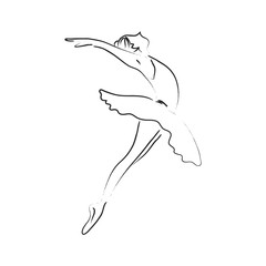 Abstract line art ballerina dancer; performance classical dance