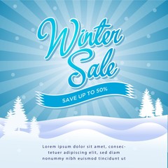 winter sale background with snow elements for your marketing kit
