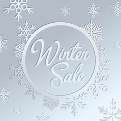 Naklejka na ściany i meble winter sale background with snow elements for your marketing kit